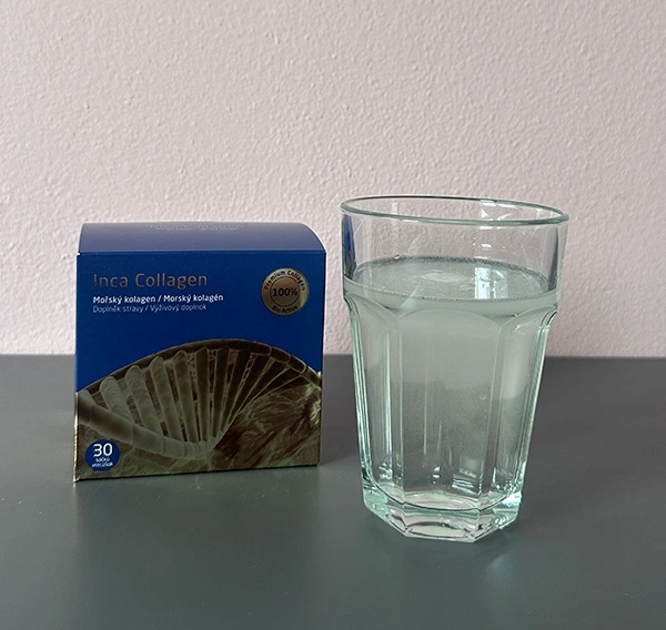 INCA collagen a pohár vody
